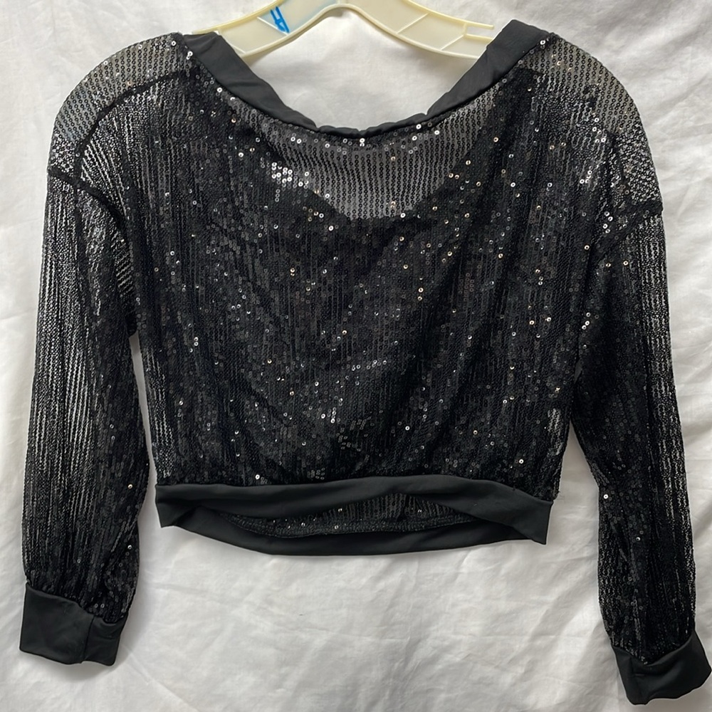 Black sequined see through panty lined pants suit ladies sz s - Picture 5 of 9